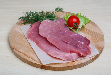 Raw pork schnitzel