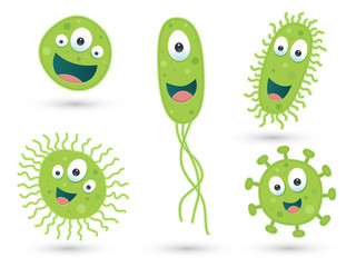 A set of cute green germs / bacteria
