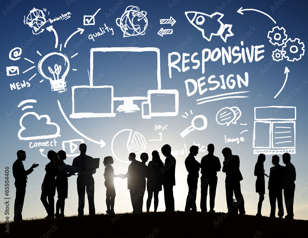 Poster responsive design internet web online business communication con