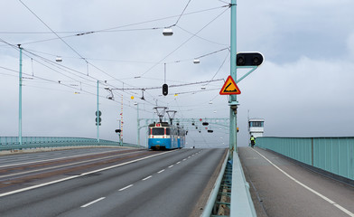 Transport system in Gotheburg, Sweden, tram on a way