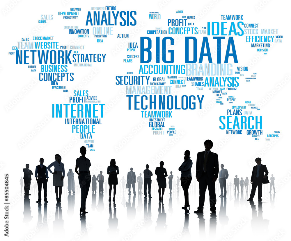 Poster big data storage information world map concept