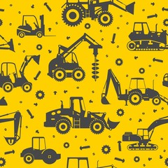 Heavy construction machines seamless background