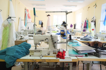 Interior of a garment factory shop