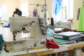 Interior of a garment factory shop