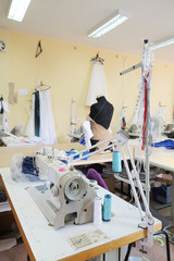 Interior of a garment factory shop