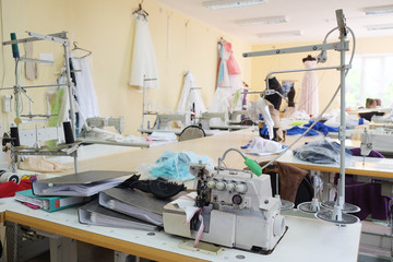 Interior of a garment factory shop