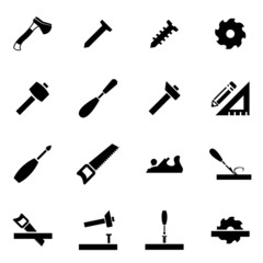 Vector black carpentry icon set