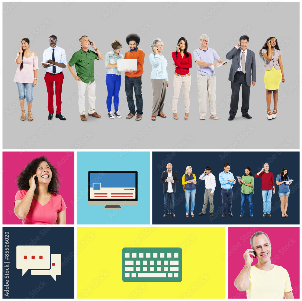 Poster community communication networking technology content concept