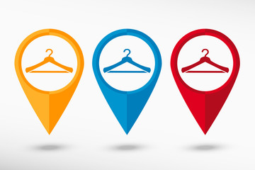 Hanger icon map pointer, vector illustration. Flat design style