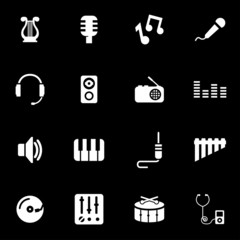 Vector white music icon set