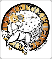 Aries zodiac sign .Horoscope circle. Vector Illustration