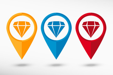 Diamond  icon map pointer, vector illustration