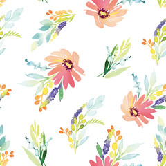 Fototapeta na wymiar Watercolor flower pattern