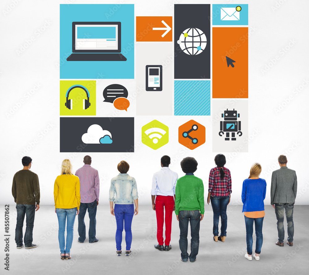 Poster computer cloud computing storage media digital concept