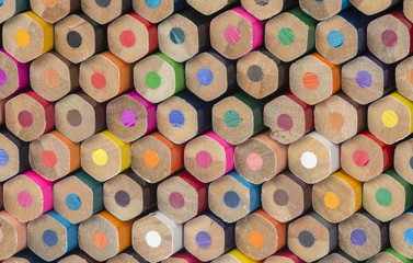Abstract composition of a set wooden colour pencils
