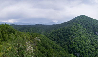 Beatiful panorama of the green mountains