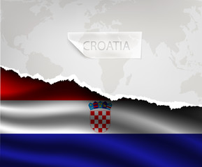 paper with hole and shadows CROATIA flag