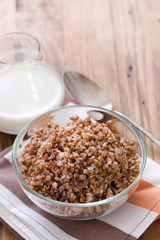 buckwheat in bowl with milk