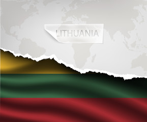 paper with hole and shadows LITHUANIA flag