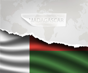 paper with hole and shadows MADAGASCAR flag