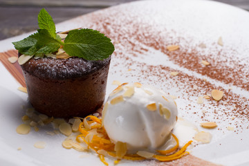Warm chocolate fondant.