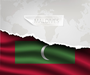 paper with hole and shadows MALDIVES flag