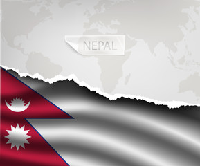 paper with hole and shadows NEPAL flag