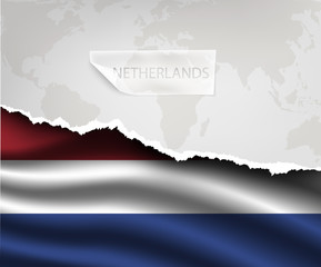 Obraz premium paper with hole and shadows NETHERLANDS flag