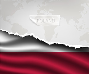 paper with hole and shadows POLAND flag