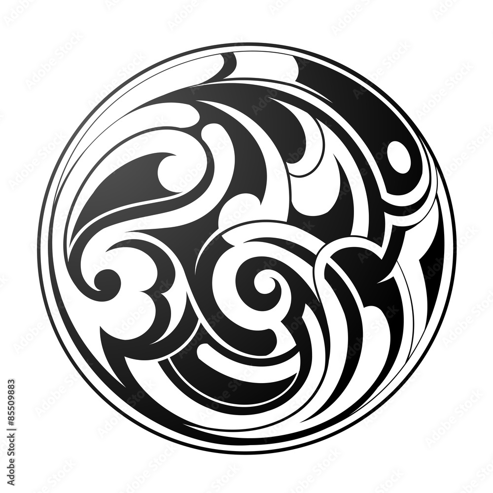 Wall mural Maori round tattoo