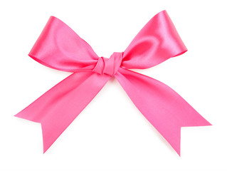 Pink bow isolated on white background