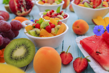 Fruit salad - diet, healthy breakfast, weight loss concept