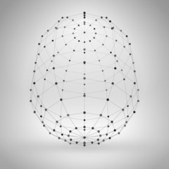 Wireframe Polygonal Element. Abstract Geometric 3D Object with Thin Lines