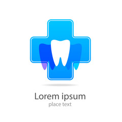 Stomatology sign. Dental Clinic Logotype concept. Dentist Logo tooth shape design vector template.