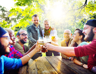 Diverse People Friends Hanging Out Drinking Concept