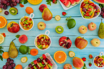 Fruit salad - diet, healthy breakfast, weight loss concept