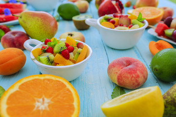 Fruit salad - diet, healthy breakfast, weight loss concept