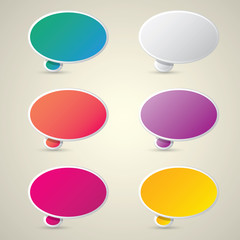 color vector paper speech bubble set.