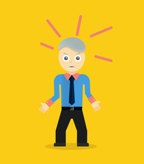 Angry young cartoon businessman or office worker. Flat design