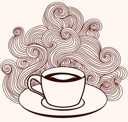 Vector coffee cup with lines pattern