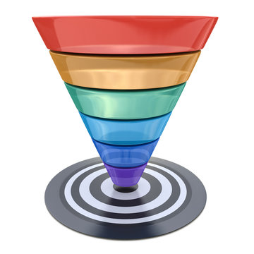 Conversion Funnel Over A White Background With A Target