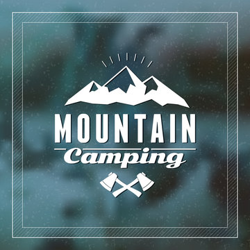 Retro Vintage Summer Camping Badge. Mountine Adventures and Outdoor Activities