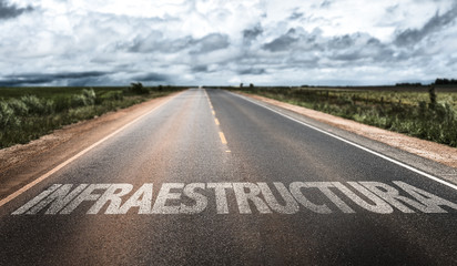 Infrastructure (in Spanish) written on rural road