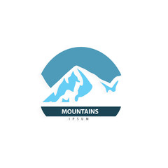 Mountain logo design. Tourism travel logotype template. Trendy business concept. Vector illustration.