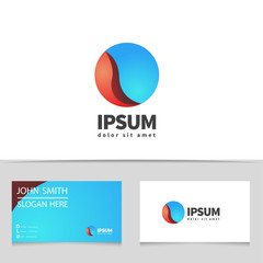 Creative sphere logo design with business card template. Modern concept logotype for your company. Vector illustration.