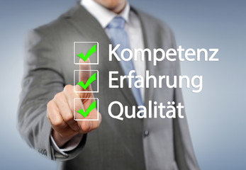 Kompetenz, Erfahrung, Qualität