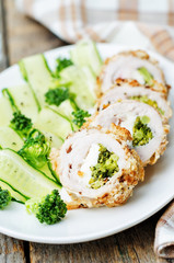 broccoli cheese stuffed crumbs chicken