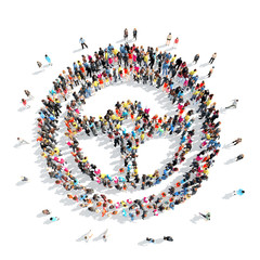 people in the shape of sign wheel.