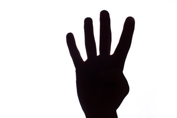 Black contrast hand showing numbers with fingers.
