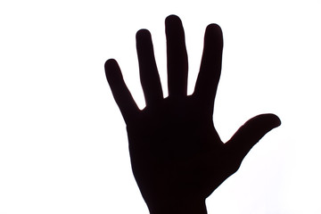 Black contrast hand showing numbers with fingers.